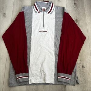 Vintage NWT Rugby Style Red and Gray Long Sleeve Polo Shirt